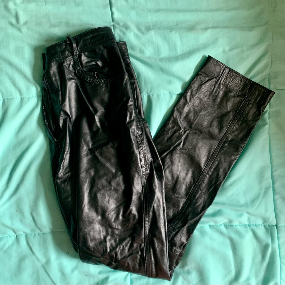 Vintage Genuine Leather Black Leather Highwaisted Pants